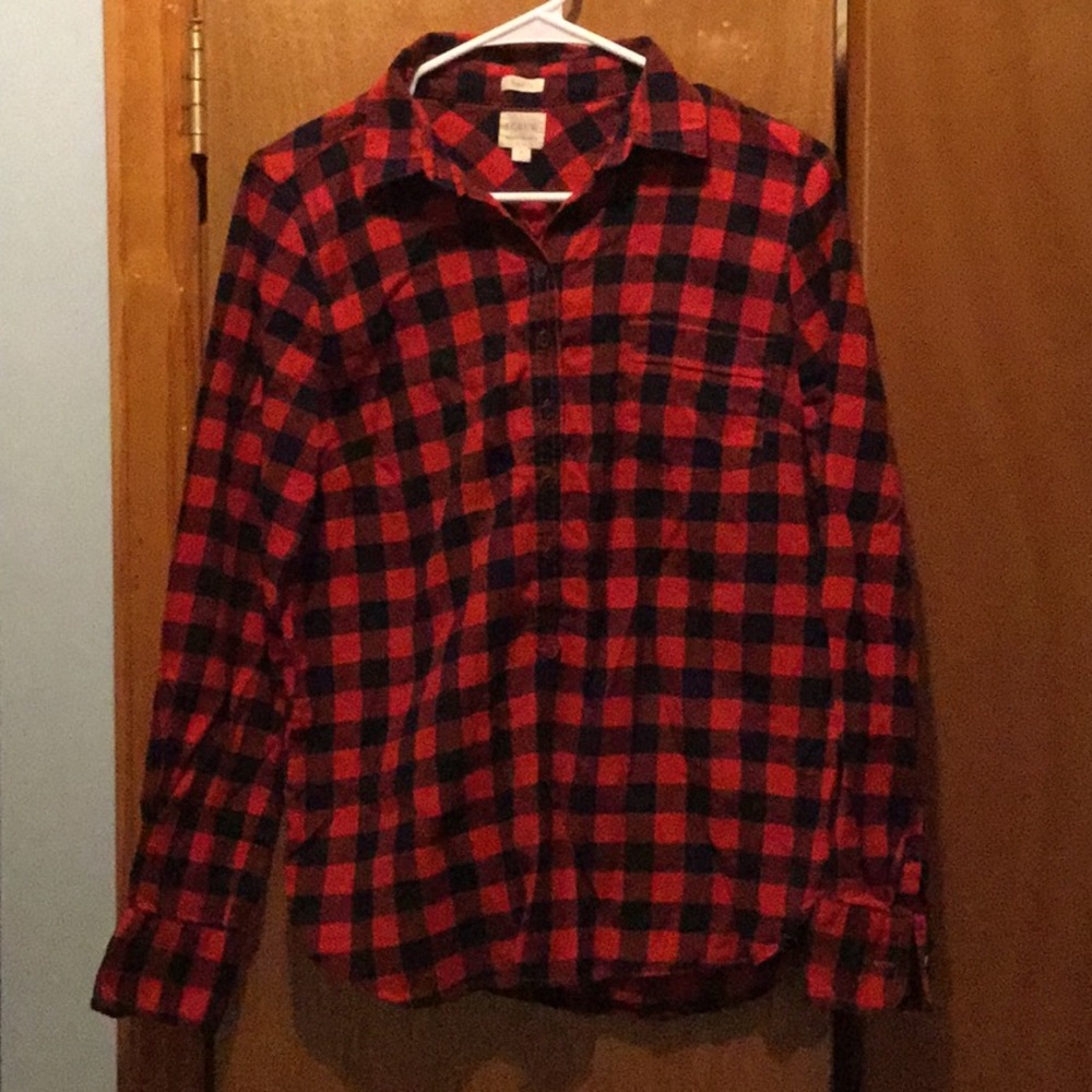 EUC J. Crew Perfect Fit Flannel Henley Shirt